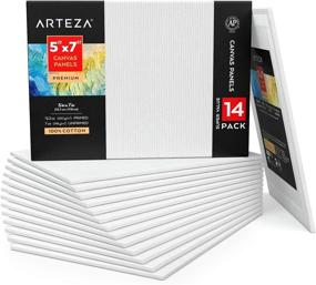 img 4 attached to 🎨 Arteza Canvas Boards for Painting - Pack of 14, 5 x 7 Inches - Blank White Canvas Panels - 100% Cotton - 12.3 oz Gesso-Primed - Art Supplies for Acrylic Pouring and Oil Painting