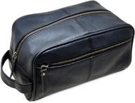 🧳 genuine leather waterproof dopp kit for men - travel toiletry bag with hanging zippered makeup pouch - shaving and grooming bag for groomsmen gift, men and women - cosmetic case and make up kit for bathroom logo