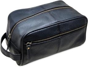 img 4 attached to 🧳 Genuine Leather Waterproof Dopp Kit for Men - Travel Toiletry Bag with Hanging Zippered Makeup Pouch - Shaving and Grooming Bag for Groomsmen Gift, Men and Women - Cosmetic Case and Make Up Kit for Bathroom