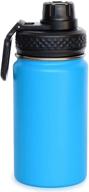 🍼 12 oz colorful kids stainless steel water bottle - double wall vacuum insulated tumbler thermos with wide mouth leakproof spout lid in blue логотип