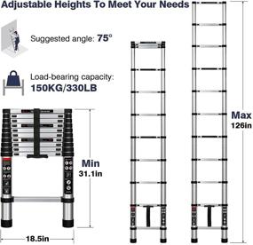 img 3 attached to Augtarlion 10.5 FT Aluminum Telescoping Ladder - Collapsible, Locking Mechanism, 330lbs Max Capacity - Multi-Purpose Compact Household or Outdoor Work Extension Ladder