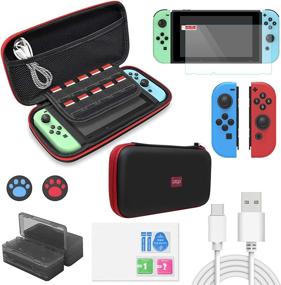 img 4 attached to 🎮 Switch Accessories Kit Bundle: Essential 12-in-1 Protection Set with Carrying Case, Game Storage, Screen Protector, Silicone Cover, Type C Charging Cable - Black