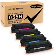 🖨️ v4ink compatible toner cartridge with chip - high yield replacement for canon 055 055h toner - perfect for canon color imageclass mf741cdw mf743cdw mf740c mf745cdw mf746cdw printer - black cyan magenta yellow logo