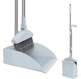 img 4 attached to Golemas Upright Broom and Dustpan Set for Home - Self Cleaning 🔍 Comb, 180° Collapsible Angle Soft Bristle Head for Hardwood Floors, Corners, Indoor/Outdoor, Kitchen, Office