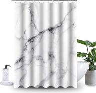 🚿 uphome grey and white marble shower curtain set with hooks - chic 3d crack design, heavy weighted, bathroom accessories decorative - (72"w x 72"h) logo