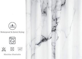 img 2 attached to 🚿 Uphome Grey and White Marble Shower Curtain Set with Hooks - Chic 3D Crack Design, Heavy Weighted, Bathroom Accessories Decorative - (72"W x 72"H)