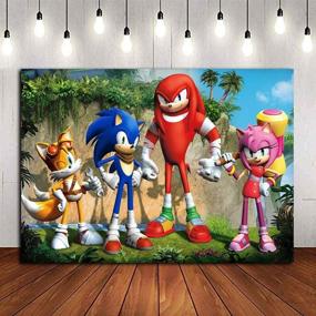 img 2 attached to 🦔 Sonic Hedgehog Themed Baby Shower Photo Booth Supplies - Mountain Cartoon Backdrop for Boys and Girls Birthday Party - 5x3ft Vinyl Photography Background Studio Props - Decoration Banner