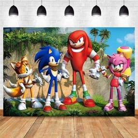 img 3 attached to 🦔 Sonic Hedgehog Themed Baby Shower Photo Booth Supplies - Mountain Cartoon Backdrop for Boys and Girls Birthday Party - 5x3ft Vinyl Photography Background Studio Props - Decoration Banner