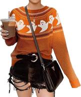 👻 yemocile милый свитер с вязаным узором "призрак" для женщин - готическая уличная одежда с длинными рукавами для девочек. логотип