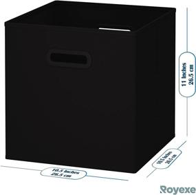 img 2 attached to 📦 Set of 8 Royexe Storage Bins - Foldable Fabric Cube Baskets with Dual Plastic Handles, Closet Shelf Organizer, Collapsible Nursery Drawer Organizers - Black