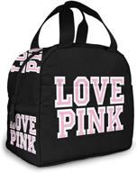 stay stylish and organized on the go with victoria secret love pink portable insulated lunch bag: waterproof tote for bento lunches logo