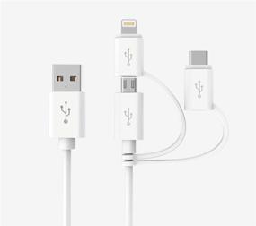 img 2 attached to Универсальный кабель Apple MFI Certified 3-в-1, Lightning/Type C/Micro USB 🔌 для iPhone, iPad, Samsung, Sony Xperia и других устройств - 6FT белый.