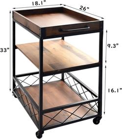 img 1 attached to 🍷 Premium Solid Wood Rolling Bar Cart with 3-Tier Shelves - Kitchen Serving Cart with Wine Glass Holder, Handle Racks, and Lockable Casters - Liquor Cart with Removable Top Box Container - Perfect for Stylish Kitchen Organization and Hosting