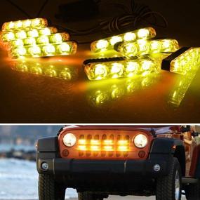 img 1 attached to 🚨 LED Emergency Strobe Lights Bars DIBMS 8x 4 LED Amber 8 in 1 Sync Surface Mount Grill Light Flash Warning Lights For Car Truck SUV Pickup DRL Ambulance Police Lights with Wireless Remote Control - High Visibility Emergency Lighting Solution