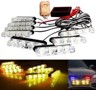 🚨 led emergency strobe lights bars dibms 8x 4 led amber 8 in 1 sync surface mount grill light flash warning lights for car truck suv pickup drl ambulance police lights with wireless remote control - high visibility emergency lighting solution logo