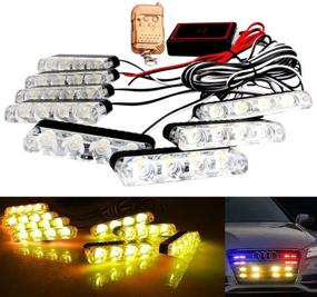 img 4 attached to 🚨 LED Emergency Strobe Lights Bars DIBMS 8x 4 LED Amber 8 in 1 Sync Surface Mount Grill Light Flash Warning Lights For Car Truck SUV Pickup DRL Ambulance Police Lights with Wireless Remote Control - High Visibility Emergency Lighting Solution