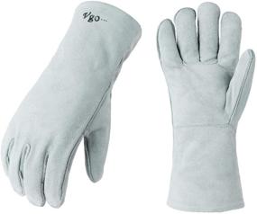 img 4 attached to Premium Vgo Cow Split Leather Welding Gloves - Oven, Grill, Fireplace, Stove, Pot Holder - Tig Welder, Mig, BBQ - 2 Pairs (13.5in, White, CB6501)