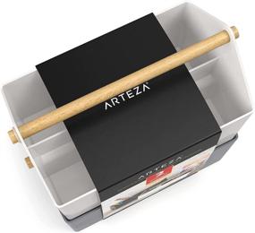 img 1 attached to Arteza Plastic Portable Craft Storage Organizer - Pack of 2: Gray and Ivory 3-Sectioned Basket with Handle for Art Supplies - 11 x 6.7 x 7.2 inches