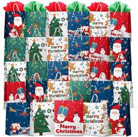 img 4 attached to Набор Рождественских подарочных сумок оптом - Kidtion 30PCS прочные и прелестные подарочные сумки с 6 стилями, многоразовые и праздничные маленькие подарочные сумки, включая 30 изысканных обёрток - модные праздничные сумки