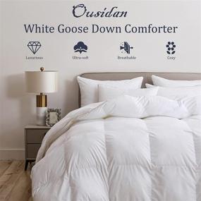 img 3 attached to 🛏️ Luxurious Ousidan White Goose Down Comforter King Size - Premium Duvet Insert with Egyptian Cotton Cover and Corner Tabs - Warm and Fluffy 106x90 Inches