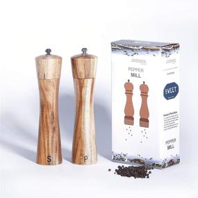 img 2 attached to 🧂 Premium Wooden Salt and Pepper Grinder Set with Wood Spoon - Adjustable Coarseness, 3OZ Capacity - Pack of 2 for Kitchen