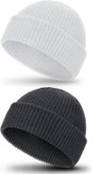 🧢 geyoga winter fisherman beanie hat set - short trawler beanie watch hat with edge skullcap for men and women логотип