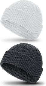 img 4 attached to 🧢 Geyoga Winter Fisherman Beanie Hat Set - Short Trawler Beanie Watch Hat with Edge Skullcap for Men and Women