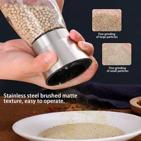 img 3 attached to 🧂 Premium Stainless Steel Salt and Pepper Grinder Set with Funnel & Cleaning Kit - Refillable Mill Shakers with Adjustable Coarseness for Kitchen