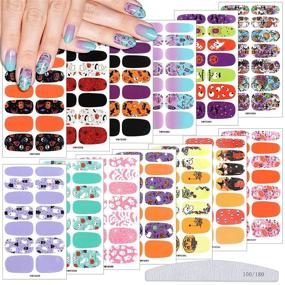 img 4 attached to 🎃 EBANKU 13 Sheets Halloween Nail Wraps: Pumpkin Bat Ghost Nail Polish Stickers for Women Girls - DIY Nail Decorations