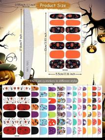 img 3 attached to 🎃 EBANKU 13 Sheets Halloween Nail Wraps: Pumpkin Bat Ghost Nail Polish Stickers for Women Girls - DIY Nail Decorations