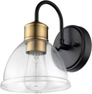 beautifully designed globe electric 51714 brown wall sconce with dark bronze finish, antique brass socket, and clear glass shade логотип