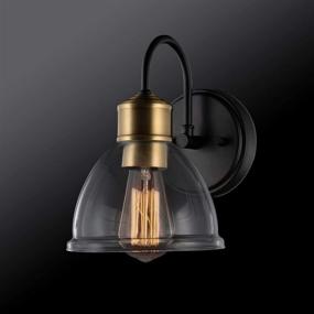 img 3 attached to Beautifully Designed Globe Electric 51714 Brown Wall Sconce with Dark Bronze Finish, Antique Brass Socket, and Clear Glass Shade