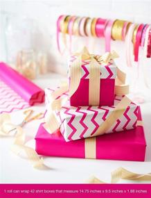 img 1 attached to 🎁 High-Quality American Greetings Reversible Wrapping Paper - Pink and Chevron Design (1 Jumbo Roll, 175 sq. ft.)