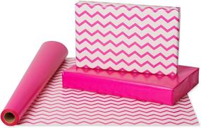 img 3 attached to 🎁 High-Quality American Greetings Reversible Wrapping Paper - Pink and Chevron Design (1 Jumbo Roll, 175 sq. ft.)