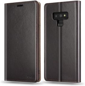img 4 attached to OQQE For Samsung Galaxy Note 9 Wallet Case，Cowhide Genuine Leather Folio Flip Cover Shell Anti-Fall Shockproof TPU [RFID Blocking] Credit Card Holder[Kickstand Function]Folding Book Box