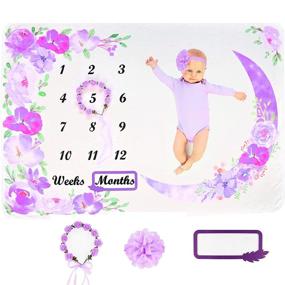 img 4 attached to Baby Girl Monthly Milestone Blanket for Newborns, Memory Blanket for Baby Shower, Growth Chart Blanket