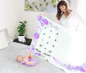 img 3 attached to Baby Girl Monthly Milestone Blanket for Newborns, Memory Blanket for Baby Shower, Growth Chart Blanket