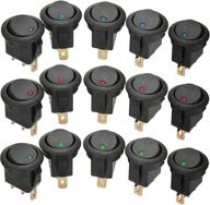 esupport 15 x car boat rocker round dot toggle led switch blue red green light on/off 12v 16a logo