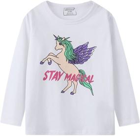 img 1 attached to 🦄 Enchanting Unicorn Christmas Graphic Crewneck T Shirts for Girls' Tops, Tees & Blouses