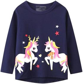 img 3 attached to 🦄 Enchanting Unicorn Christmas Graphic Crewneck T Shirts for Girls' Tops, Tees & Blouses