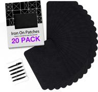 👕 htvront iron on patches - classic black repair kit (20 pieces) - clothing repair & decorating - size 3.7" by 4.9 logo