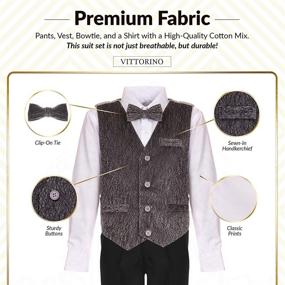 img 1 attached to Vittorino Boys 4 Piece Suit Set: Vest, Dress Shirt, Bow Tie, Pants & Pocket Square - Formal Apparel for Big & Little Kids