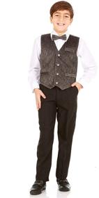 img 4 attached to Vittorino Boys 4 Piece Suit Set: Vest, Dress Shirt, Bow Tie, Pants & Pocket Square - Formal Apparel for Big & Little Kids