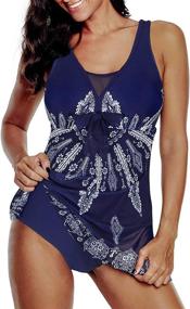 img 3 attached to 🌸 Century Star Women’s Elegant V Neck Athletic One Piece Bathing Suit with Tummy Control and Flower Print Skirt Swimwear