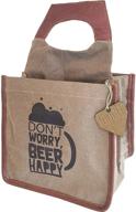 don't worry, beer happy! lapelt novelty beer carrier bag: canvas fold away 🍺 cold and dry 6-bottle or can drink caddy – perfect gift for men and dads logo