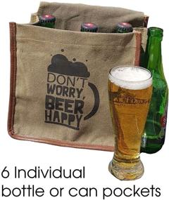 img 2 attached to Don't Worry, Beer Happy! Lapelt Novelty Beer Carrier Bag: Canvas Fold Away 🍺 Cold and Dry 6-Bottle or Can Drink Caddy – Perfect Gift for Men and Dads