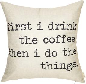 img 3 attached to Fahrendom Funny Coffee Quote Throw Pillow Case 18x18 - Decorative Home Cushion Cover Sofa Coach - Cotton Linen Saying Design