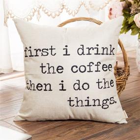 img 1 attached to Fahrendom Funny Coffee Quote Throw Pillow Case 18x18 - Decorative Home Cushion Cover Sofa Coach - Cotton Linen Saying Design