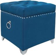 💙 modernben blue velvet storage ottoman: button tufted footstool for bed, upholstered luxury ottoman logo