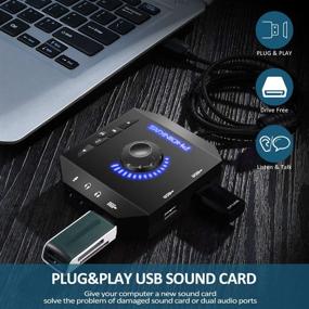 img 3 attached to 🎧 T10 External Sound Card - PHOINIKAS USB Audio Adapter: 6-in-1 Stereo Sound Card with Volume Control, Plug & Play - For PC Windows, Mac, Linux, Laptops, Desktops (Black)